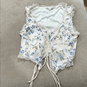 Floral Lace Trim Women Top